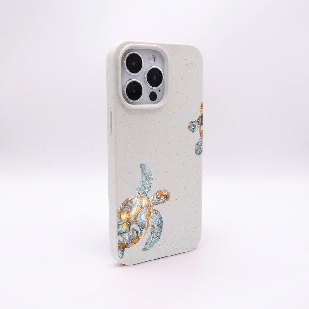 iPhone 15 pro Hülle - Schildkröte weiß - "TurtleGaze" - nachhaltig