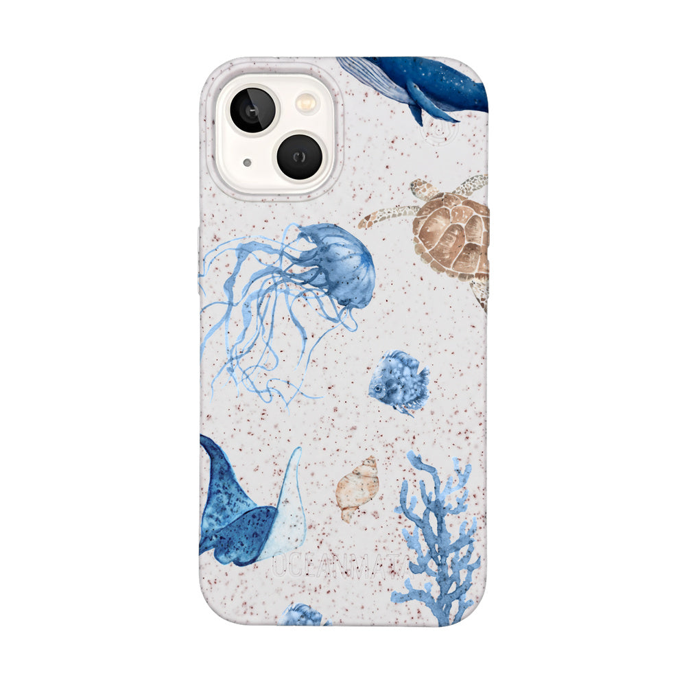 iPhone 13 Hülle - weiß Schildkröte - "Sea Turtle & Friends" - nachhaltig
