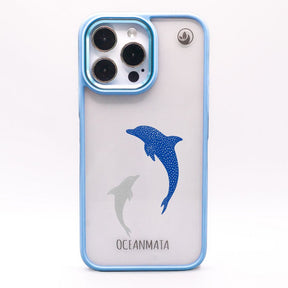 iPhone 13 pro Hülle - Delfin blau - "Dolphin Twins" - nachhaltig