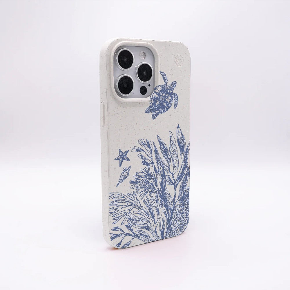 iPhone 14 pro max Hülle - Schildkröten weiß - "White Silent Waves" - nachhaltig